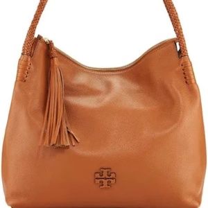 Tory Burch Taylor Pebble Leather Tassel Hobo Bag